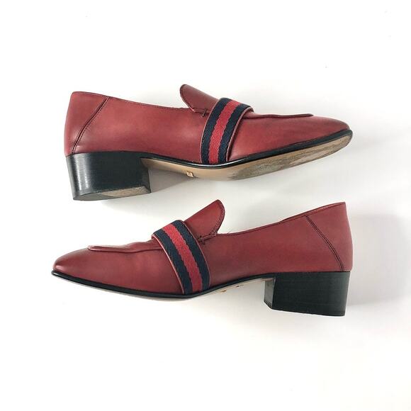 Gucci Peyton Web Stripe Hibiscus Red GG Platform Loafers 37 - Picture 5 of 9